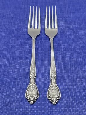 NORMANDY Floral Stainless Silverware Japan Set 2 Dinner Fork 7.75"